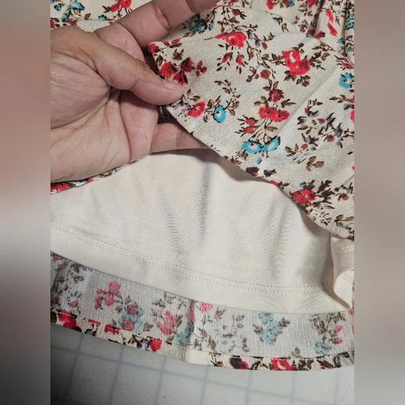 Floral Mini Washable Gauze Lace Yoke Trapeze Dress - Picture 7 of 11